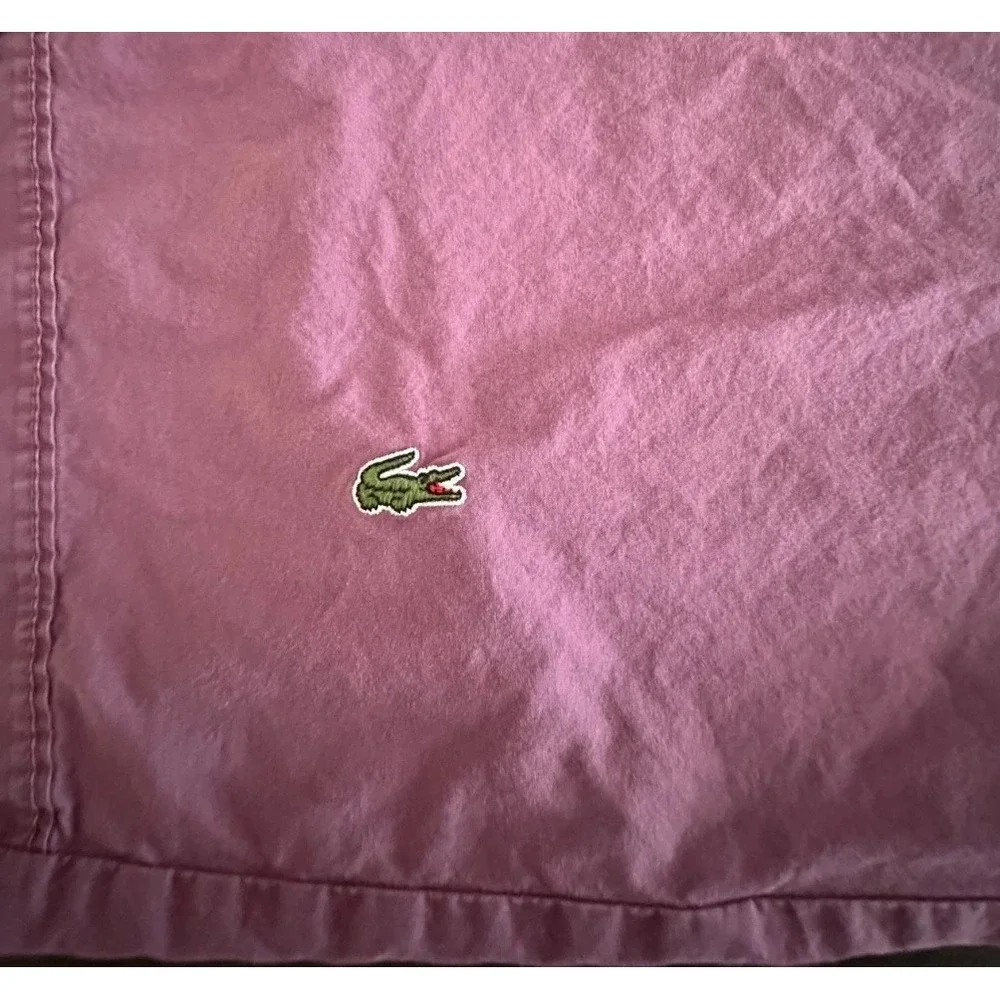 Lacoste Signature Full Fitted Sheet Pillowcase Set Plum Purple Cotton Bedding
